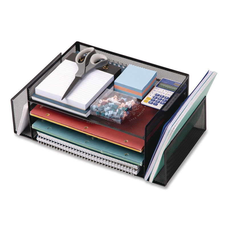 Mind Reader Metal Mesh Desktop Organizer Letter Tray, 6 Sections, Letter Size, 9.15 x 16.75 x 6, Black (EMS4TSIDE2BLK) Each