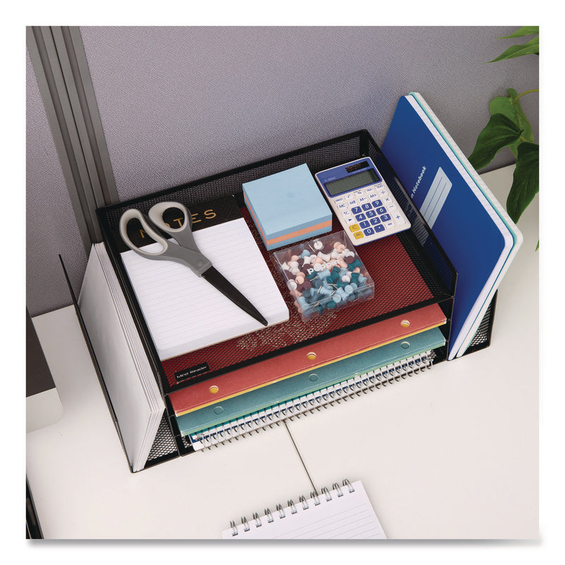 Mind Reader Metal Mesh Desktop Organizer Letter Tray, 6 Sections, Letter Size, 9.15 x 16.75 x 6, Black (EMS4TSIDE2BLK) Each