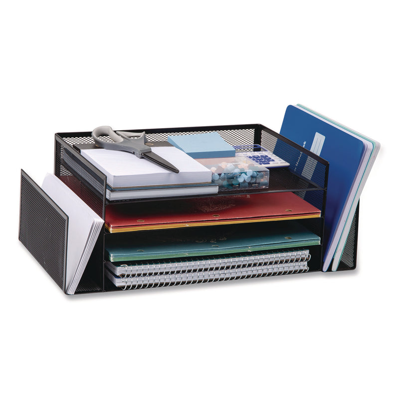 Mind Reader Metal Mesh Desktop Organizer Letter Tray, 6 Sections, Letter Size, 9.15 x 16.75 x 6, Black (EMS4TSIDE2BLK) Each