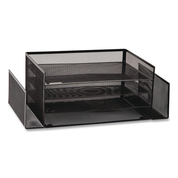 Mind Reader Metal Mesh Desktop Organizer Letter Tray, 6 Sections, Letter Size, 9.15 x 16.75 x 6, Black (EMS4TSIDE2BLK) Each