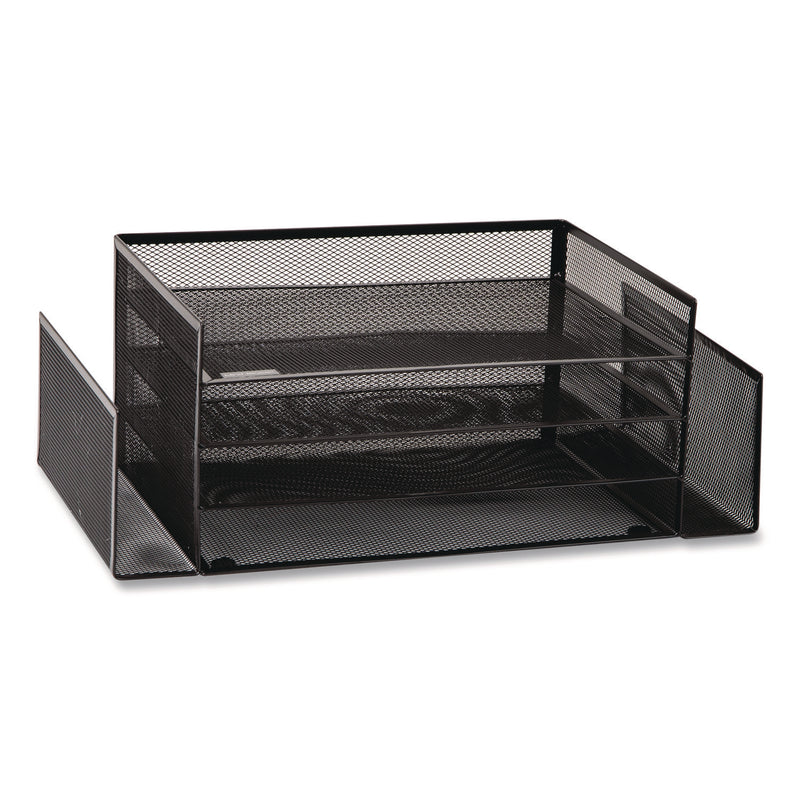 Mind Reader Metal Mesh Desktop Organizer Letter Tray, 6 Sections, Letter Size, 9.15 x 16.75 x 6, Black (EMS4TSIDE2BLK) Each