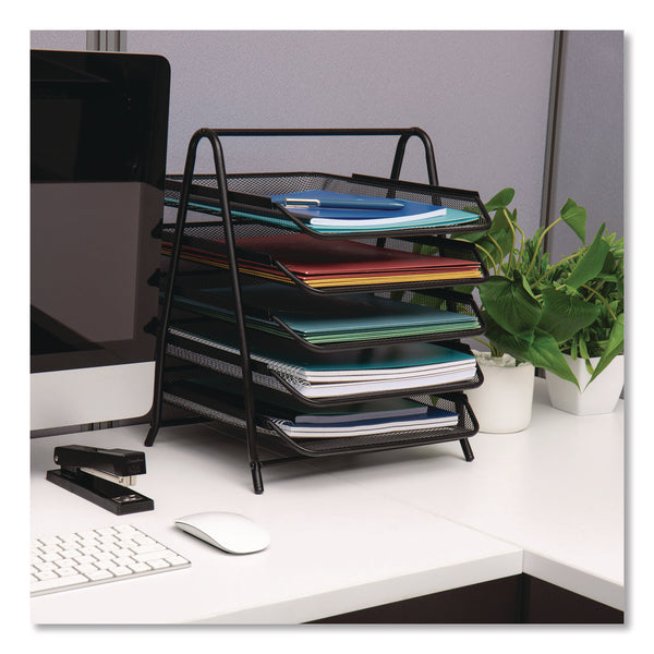 Mind Reader Metal Mesh Desk Tray Organizer, 5-Tier, Letter Size, 14 x 11.75 x 14.5, Black (EMS5TPAPERBLK) Each
