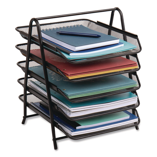 Mind Reader Metal Mesh Desk Tray Organizer, 5-Tier, Letter Size, 14 x 11.75 x 14.5, Black (EMS5TPAPERBLK) Each