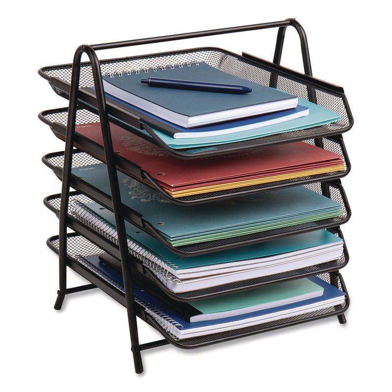 Mind Reader Metal Mesh Desk Tray Organizer, 5-Tier, Letter Size, 14 x 11.75 x 14.5, Black (EMS5TPAPERBLK) Each