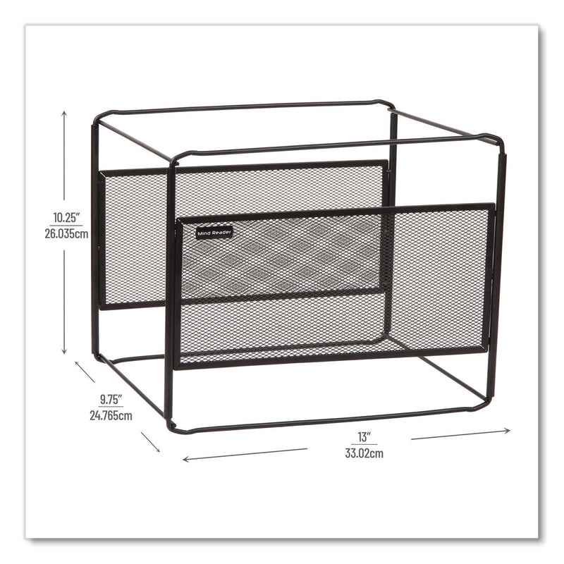 Mind Reader Hanging File Folder Organizer, Letter Size, 13" Long, Black (EMSBOXFILEBLK) Each