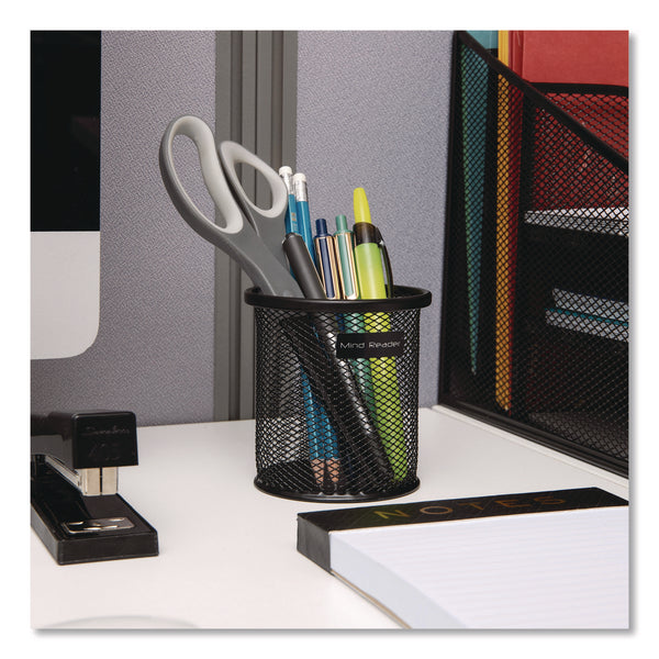 Mind Reader Metal Mesh Utensil Holder, 3.5" dia x 3.7"h, Black, 3/Pack (EMSCLIPMESH3BLK) Pack of 3