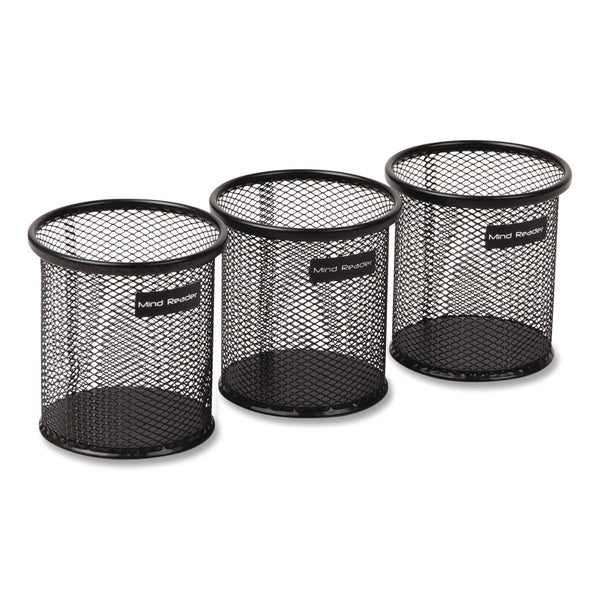 Mind Reader Metal Mesh Utensil Holder, 3.5" dia x 3.7"h, Black, 3/Pack (EMSCLIPMESH3BLK) Pack of 3