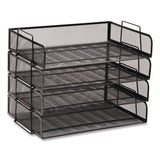 Mind Reader Stackable Paper Desk Tray Organizer, Letter Size, 9.75 x 14 x 3.25, Black, 4/Pack (EMSDSTACK4BLK) Pack of 4