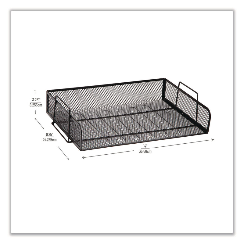 Mind Reader Stackable Paper Desk Tray Organizer, Letter Size, 9.75 x 14 x 3.25, Black, 4/Pack (EMSDSTACK4BLK) Pack of 4