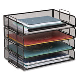 Mind Reader Stackable Paper Desk Tray Organizer, Letter Size, 9.75 x 14 x 3.25, Black, 4/Pack (EMSDSTACK4BLK) Pack of 4