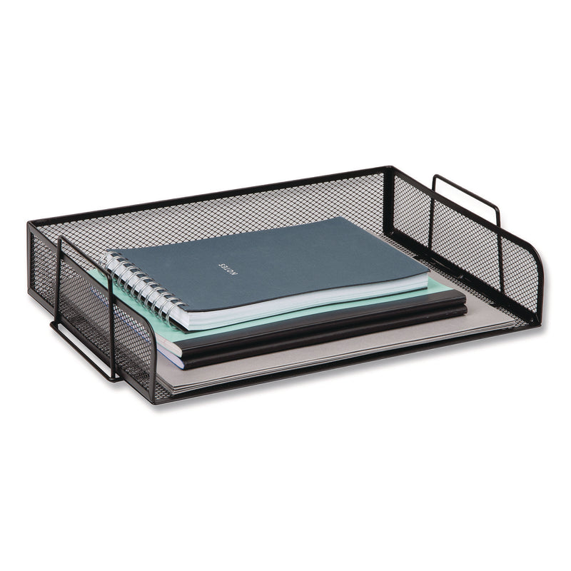 Mind Reader Stackable Paper Desk Tray Organizer, Letter Size, 9.75 x 14 x 3.25, Black, 4/Pack (EMSDSTACK4BLK) Pack of 4