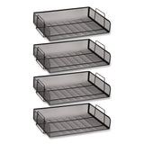 Mind Reader Stackable Paper Desk Tray Organizer, Letter Size, 9.75 x 14 x 3.25, Black, 4/Pack (EMSDSTACK4BLK) Pack of 4