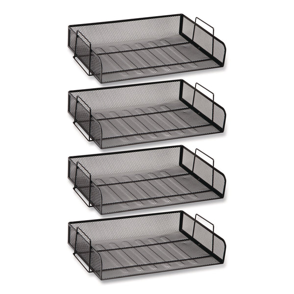 Mind Reader Stackable Paper Desk Tray Organizer, Letter Size, 9.75 x 14 x 3.25, Black, 4/Pack (EMSDSTACK4BLK) Pack of 4