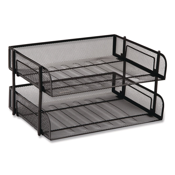 Mind Reader Stackable Paper Desk Tray Organizer, Letter Size, 10 x 13.5 x 2.5, Black, 2/Pack (EMSESTACK2BLK) Pack of 2