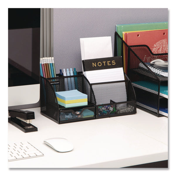 Mind Reader 7-Compartment Metal Desk Organizer, 11 x 5.5 x 5, Black Metal Mesh (EMSJOEORGBLK) Each