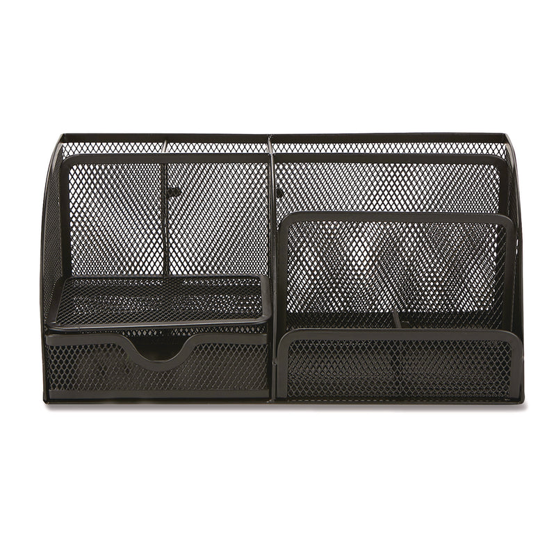 Mind Reader 7-Compartment Metal Desk Organizer, 11 x 5.5 x 5, Black Metal Mesh (EMSJOEORGBLK) Each