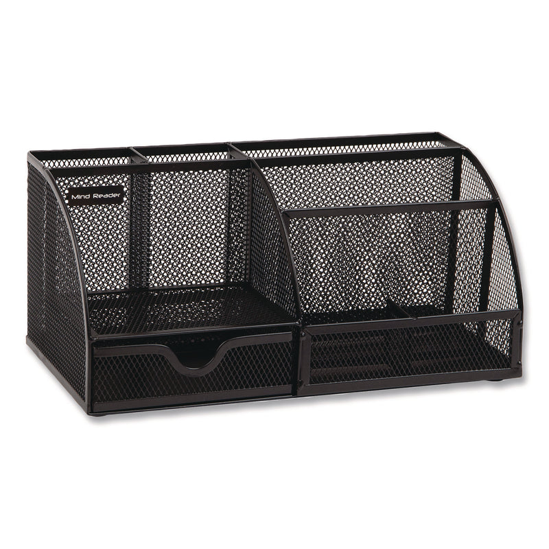Mind Reader 7-Compartment Metal Desk Organizer, 11 x 5.5 x 5, Black Metal Mesh (EMSJOEORGBLK) Each