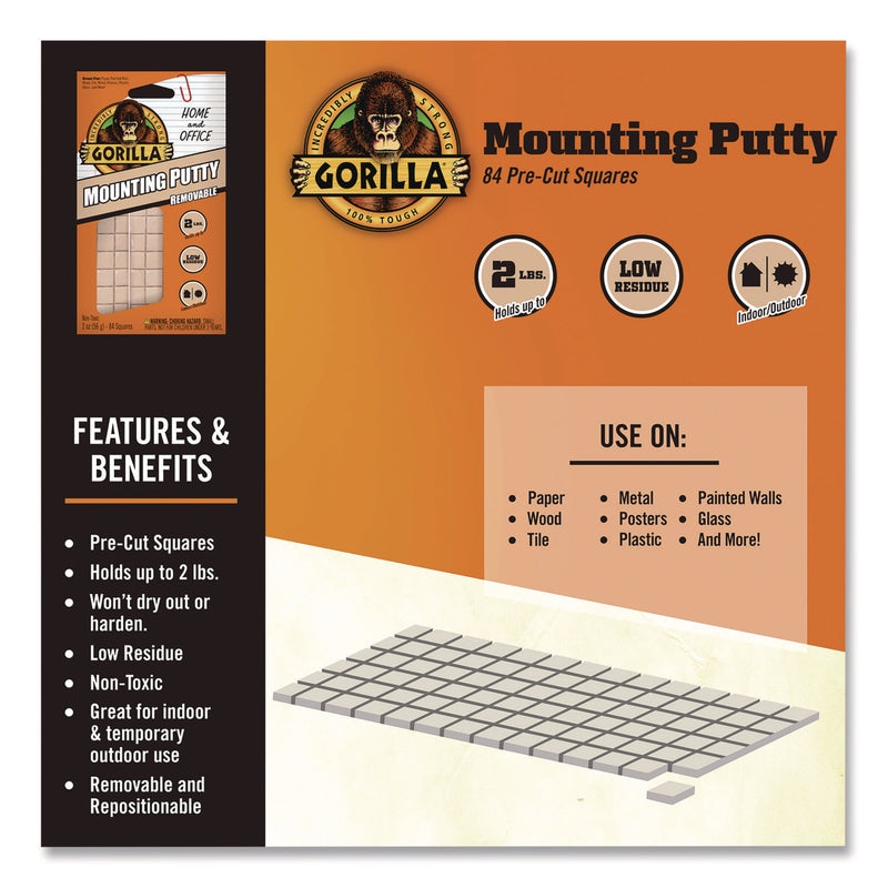 Removable Mounting Putty, Repositionable and Reusable, 2 oz, 84 Squares/Pack (GOR102745) Pack of 84