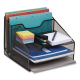 Mind Reader Metal Mesh Vertical File Holder Paper Tray Desktop Organizer, 2-Tier/5-Compartment, Letter Size, 11.25 x 12.5 x 9.5, Black (EMSMESHBOX5BLK) Each