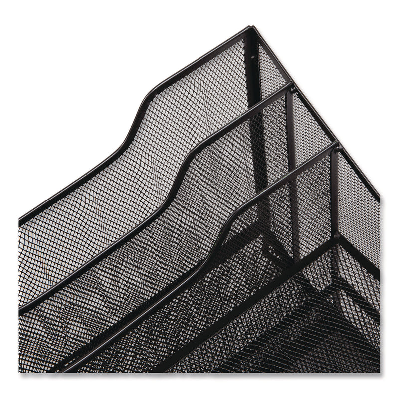 Mind Reader Metal Mesh Vertical File Holder Paper Tray Desktop Organizer, 2-Tier/5-Compartment, Letter Size, 11.25 x 12.5 x 9.5, Black (EMSMESHBOX5BLK) Each