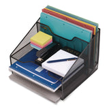 Mind Reader Metal Mesh Vertical File Holder Paper Tray Desktop Organizer, 2-Tier/5-Compartment, Letter Size, 11.25 x 12.5 x 9.5, Black (EMSMESHBOX5BLK) Each