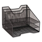Mind Reader Metal Mesh Vertical File Holder Paper Tray Desktop Organizer, 2-Tier/5-Compartment, Letter Size, 11.25 x 12.5 x 9.5, Black (EMSMESHBOX5BLK) Each