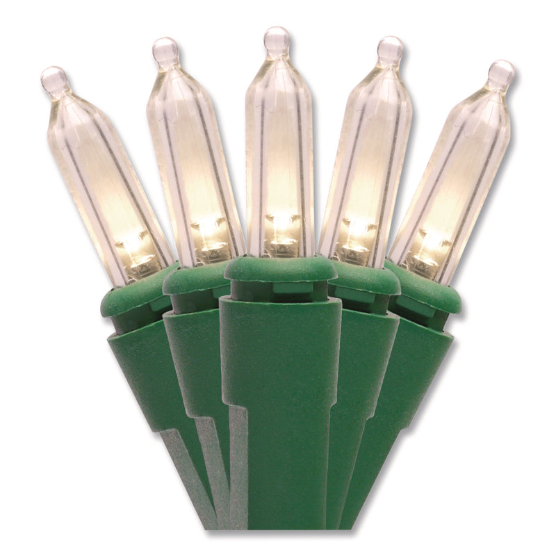 Global Printed Products Indoor/Outdoor LED Holiday String Lights, 60 Bulbs/String, 25 ft String, White/Green Wire, 2 Strings (GPUEGPHLGWWL) Each