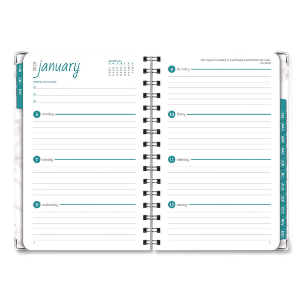 Global Printed Products Marble Weekly/Monthly Planner, Marble Stone Artwork, 8 x 5.5, White/Gray/Silver Cover, 14-Month: Nov 2024 to Dec 2025 (GPUSPLS255804) Each
