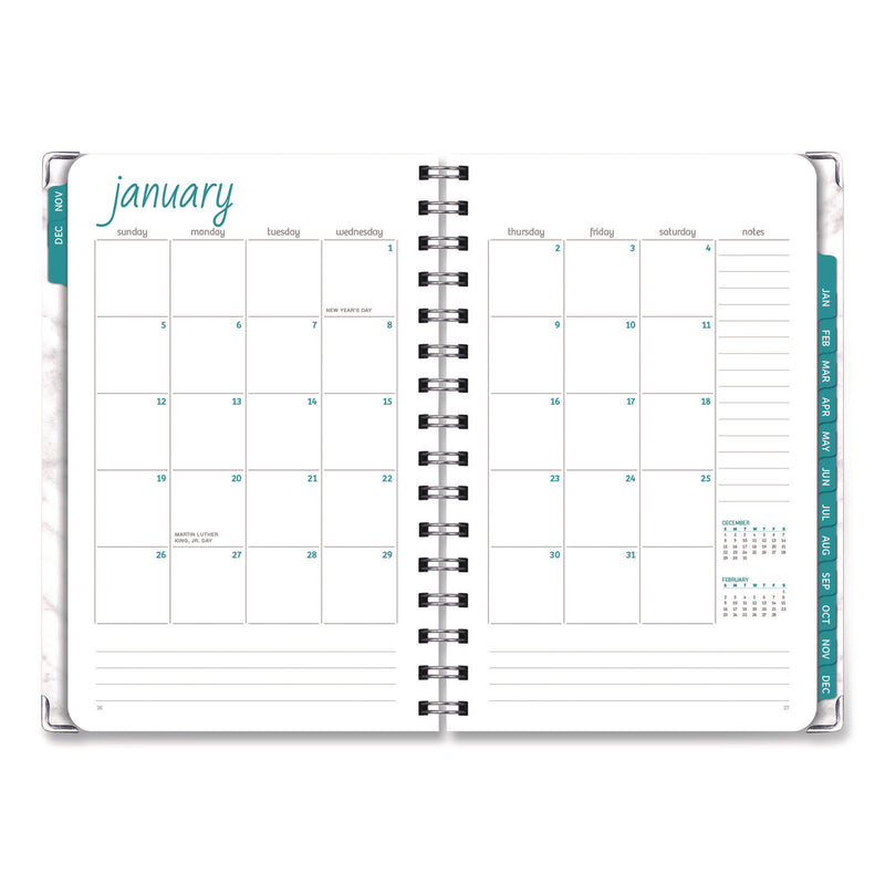 Global Printed Products Marble Weekly/Monthly Planner, Marble Stone Artwork, 8 x 5.5, White/Gray/Silver Cover, 14-Month: Nov 2024 to Dec 2025 (GPUSPLS255804) Each