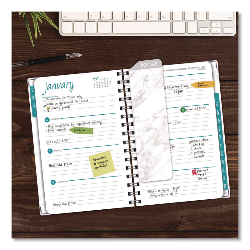 Global Printed Products Marble Weekly/Monthly Planner, Marble Stone Artwork, 8 x 5.5, White/Gray/Silver Cover, 14-Month: Nov 2024 to Dec 2025 (GPUSPLS255804) Each