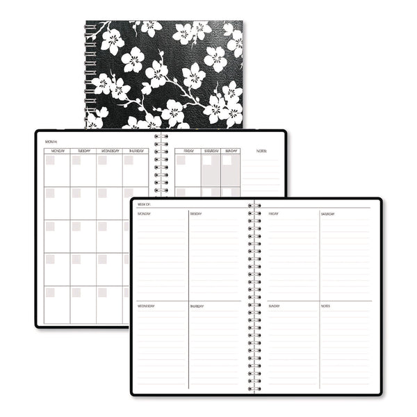 House of Doolittle™ Recycled Non-Dated Monthly/Weekly Planner, Cherry Blossoms, Black/White Cover, Undated (HOD212152) Each