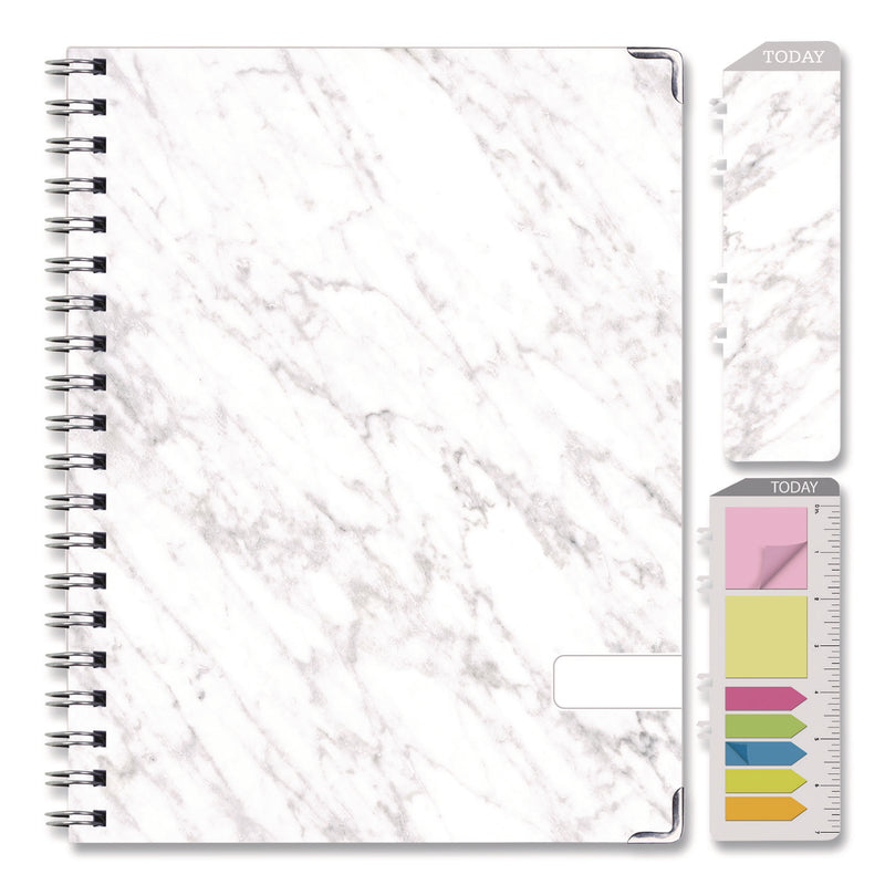 Global Printed Products Marble Weekly/Monthly Planner, Marble Stone Artwork, 11 x 8.5, White/Gray/Silver Cover, 14-Month: Nov 2024 to Dec 2025 (GPUSPLS25851106) Each