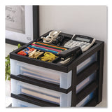 IRIS 3-Drawer Desktop Storage with Top Organizer Tray, Plastic, 12.17 x 14.33 x 12.93, Black/Translucent (IRS116351) Each