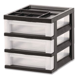 IRIS 3-Drawer Desktop Storage with Top Organizer Tray, Plastic, 12.17 x 14.33 x 12.93, Black/Translucent (IRS116351) Each
