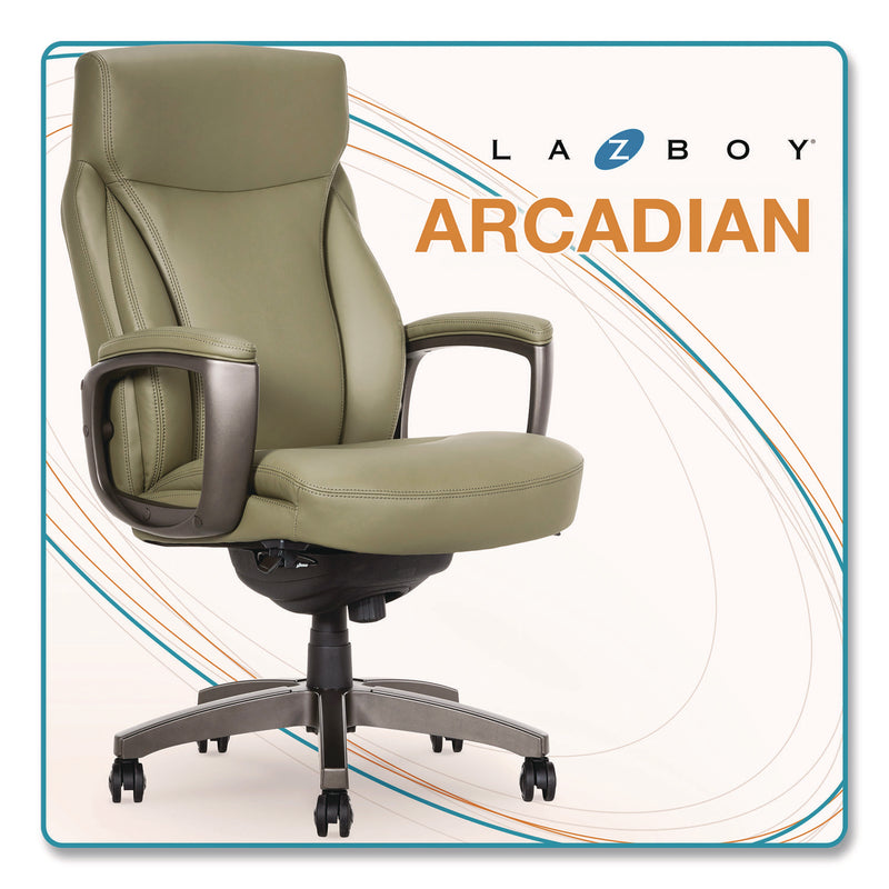 La-Z-Boy® Arcadian Bonded Leather Executive Chair, Supports Up to 275 lb, 19" x 22" Seat Height, Olive Back/Seat, Gray/Black Base (LZB60008OLV) Each