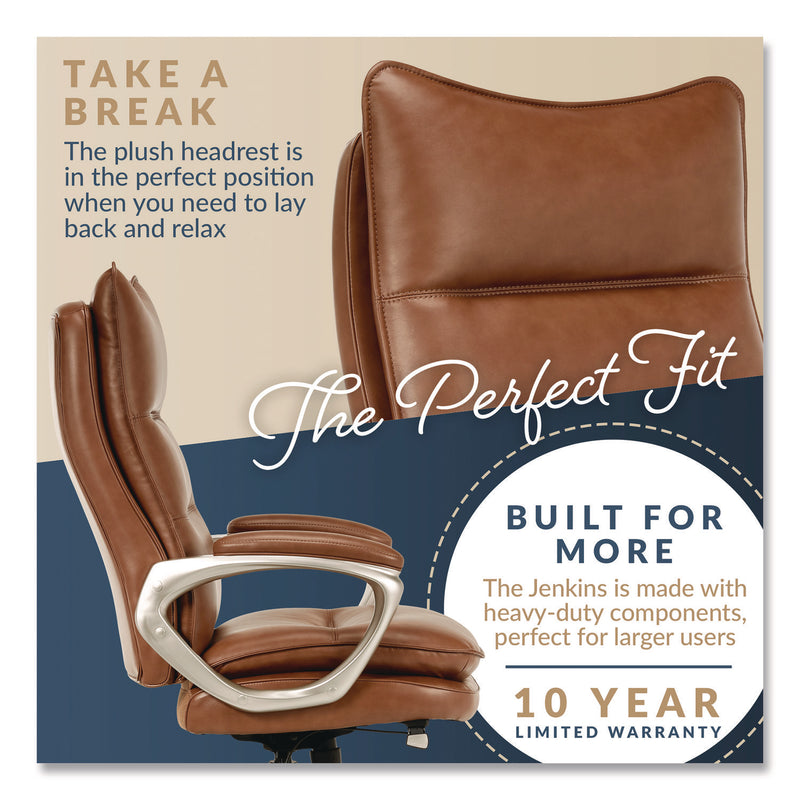 La-Z-Boy® Jenkins Executive Big and Tall Chair, Supports Up to 400 lb, 20" to 23" Seat Height, Brown Seat/Back, Silver/Black Base (LZB60075CAM) Each