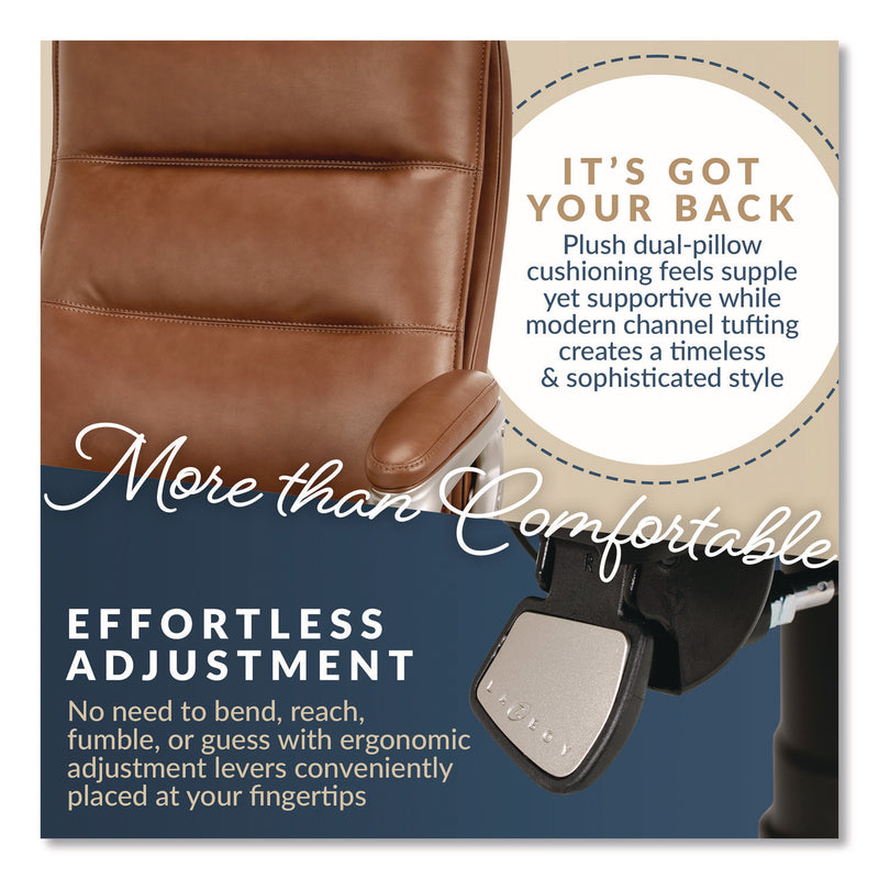 La-Z-Boy® Jenkins Executive Big and Tall Chair, Supports Up to 400 lb, 20" to 23" Seat Height, Brown Seat/Back, Silver/Black Base (LZB60075CAM) Each