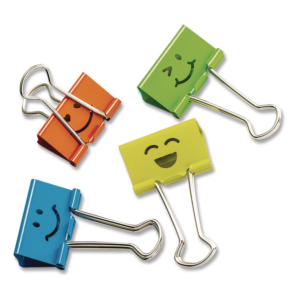 Officemate Smiling Face Binder Clips, Medium, Assorted Colors, 36/Pack (OIC31095) Pack of 36
