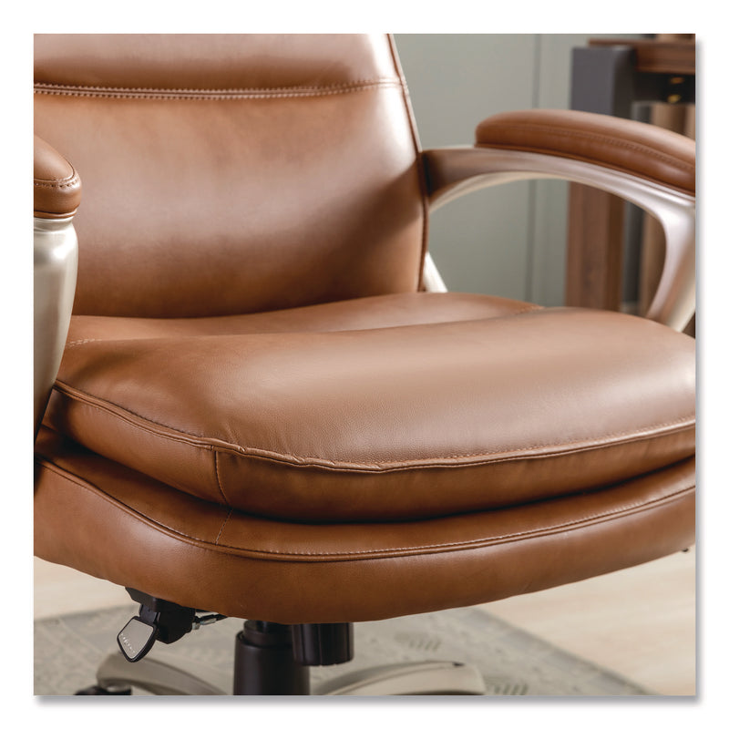 La-Z-Boy® Jenkins Executive Big and Tall Chair, Supports Up to 400 lb, 20" to 23" Seat Height, Brown Seat/Back, Silver/Black Base (LZB60075CAM) Each