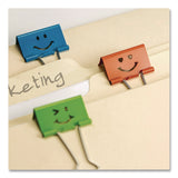 Officemate Smiling Face Binder Clips, Medium, Assorted Colors, 36/Pack (OIC31095) Pack of 36