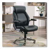 La-Z-Boy® Meyer Bonded Leather Executive Chair, Supports Up to 275 lb, 19" x 22.75", Navy Seat, Navy/Back, Silver Base (LZB60082NVYCC) Each