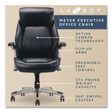La-Z-Boy® Meyer Bonded Leather Executive Chair, Supports Up to 275 lb, 19" x 22.75", Navy Seat, Navy/Back, Silver Base (LZB60082NVYCC) Each