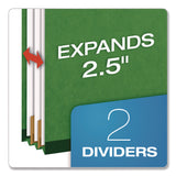 Pendaflex Classification Folders, 25pt, 2-Div, Letter, 2-1/2"Exp, 10/BX, Green (PFX24133P) Box of 10