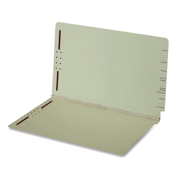Pendaflex® Colored Pressboard End Tab Fastener Folders, 2 Fasteners, Legal Size, Light Green Exterior, 25/Box (PFX47715GW) Box of 25