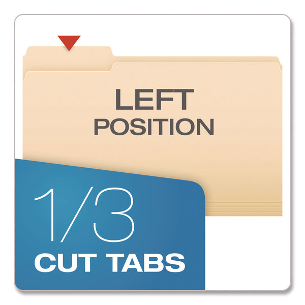 Pendaflex® Standard Manila File Folders, 1/3-Cut Tabs: Left Position, Legal Size, Manila, 100/Box (PFX753131) Box of 100