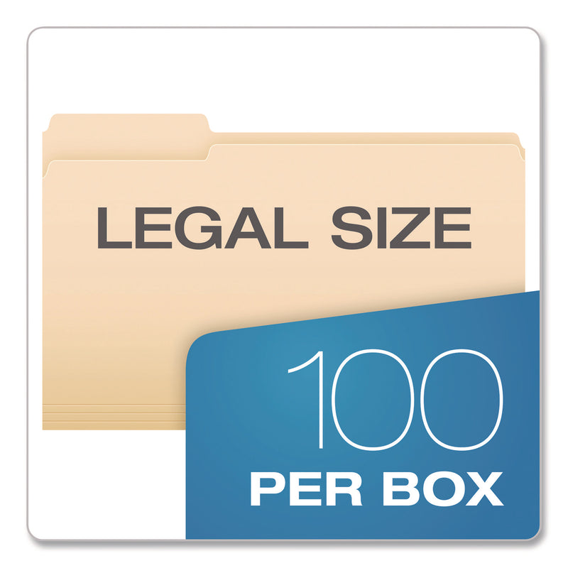 Pendaflex® Standard Manila File Folders, 1/3-Cut Tabs: Left Position, Legal Size, Manila, 100/Box (PFX753131) Box of 100
