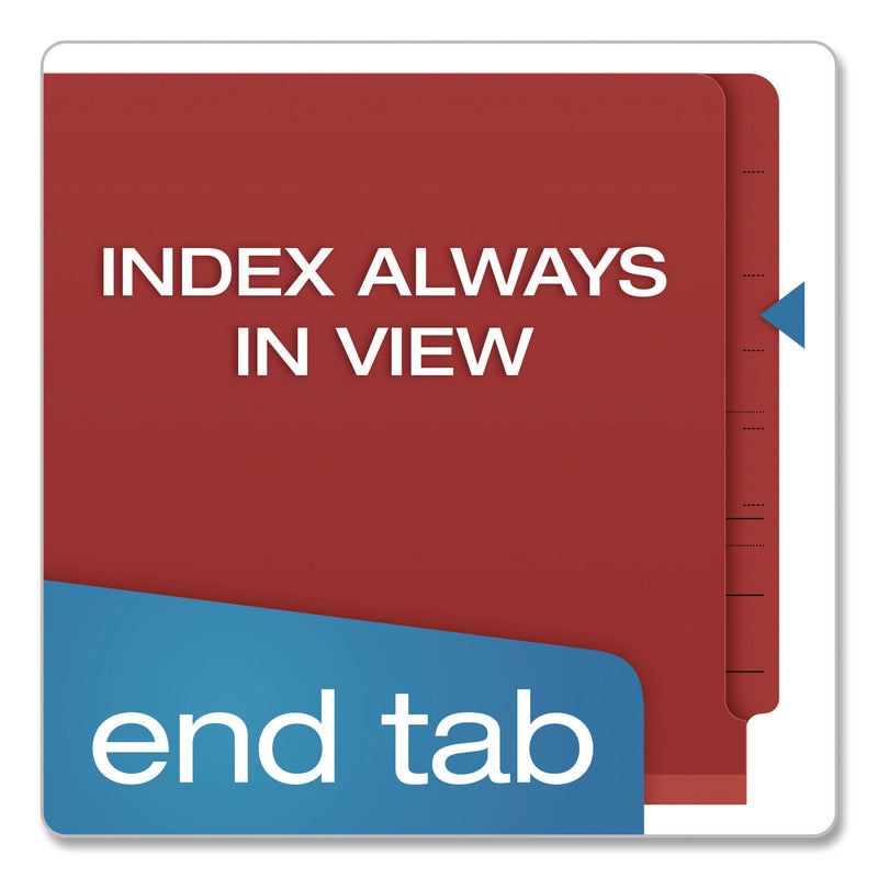 Pendaflex End-Tab Classification Folders, 1.75" Expanding, 1-Div, 17pt, 10/BX, Red (PFXH1150R) Box of 10