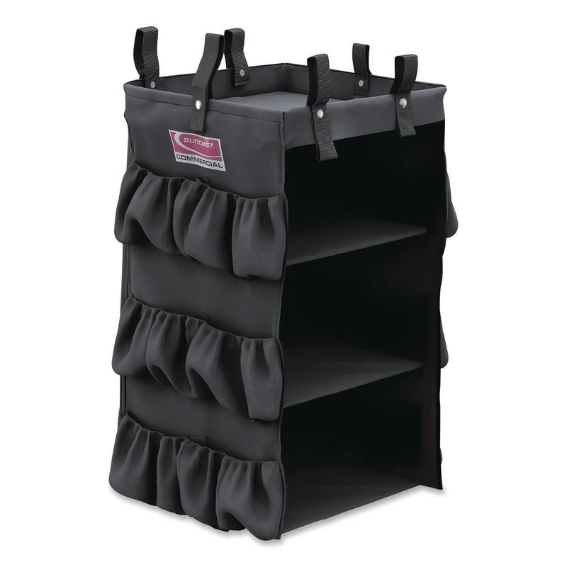 Suncast Commercial® 3-Sided Hanging Bag with Shelves for Suncast Commercial HKC1000/HKC2000 Housekeeping Carts, 25.4 gal, 15.7 x 12.4 x 30, Black (SUAHKCBAG03D) Each