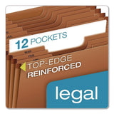 Pendaflex® Heavy-Duty Open-Top Expanding Stadium File, 12 Sections, 1/3-Cut Tabs, Legal Size, Redrope, 5/Box (PFXR219MHDBX) Box of 5