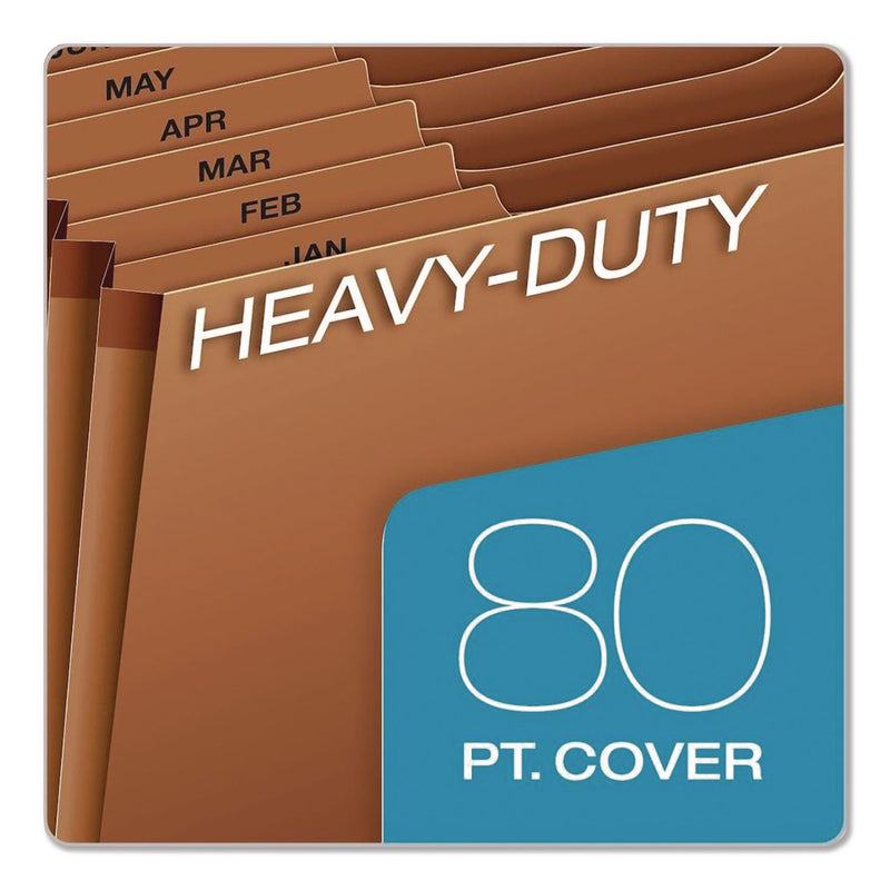 Pendaflex® Heavy-Duty Open-Top Expanding Stadium File, 12 Sections, 1/3-Cut Tabs, Legal Size, Redrope, 5/Box (PFXR219MHDBX) Box of 5